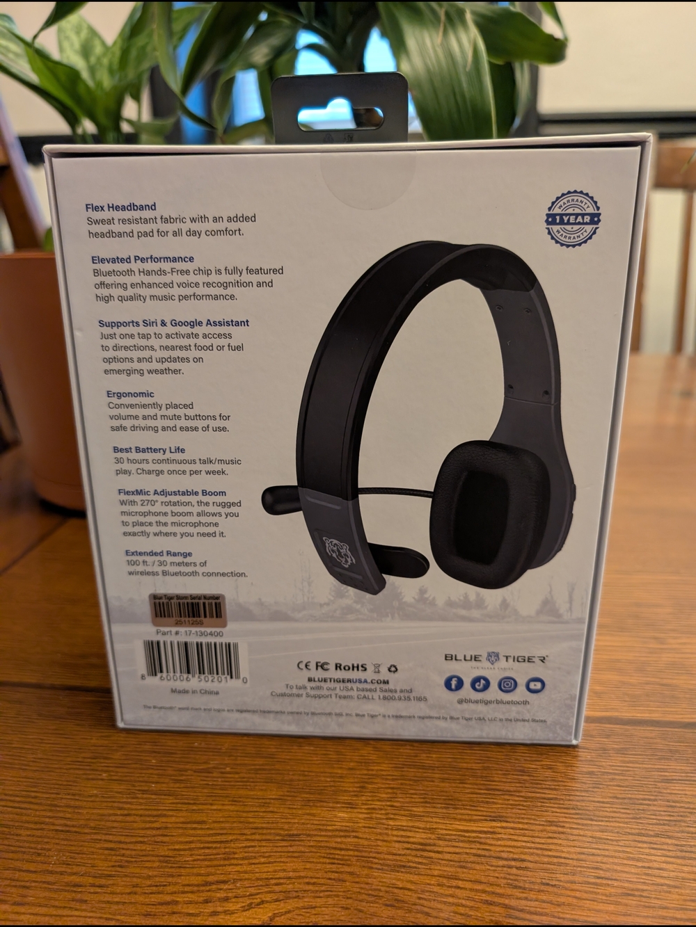 Blue Tiger Storm Bluetooth Headset - Black & Blue - Picture 3 of 3